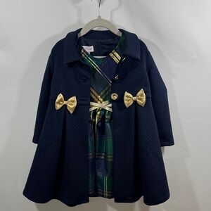 Bonnie Jean Christmas Collection, Lucinda Plaid Taffeta w/Coat, Size 3T, NWT